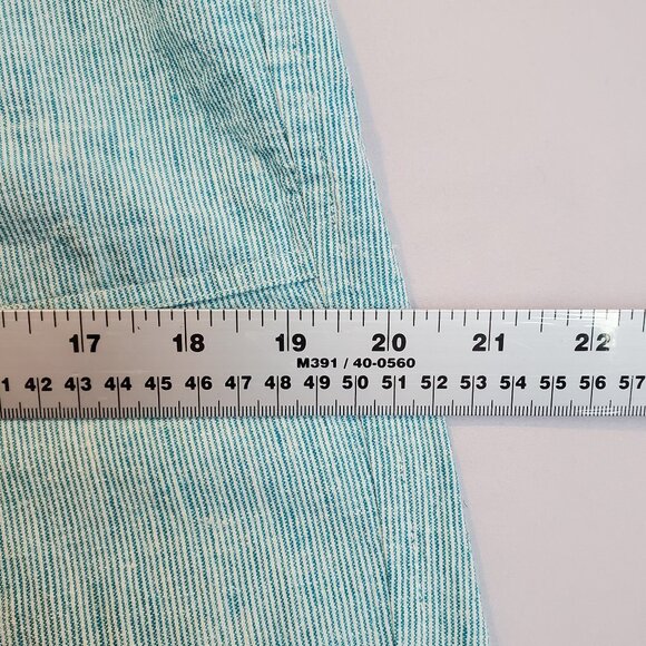 Freedom Trail by Kyodan Women's Pants Wide Leg Ankle Linen Blend Teal Stripe - Picture 7 of 11